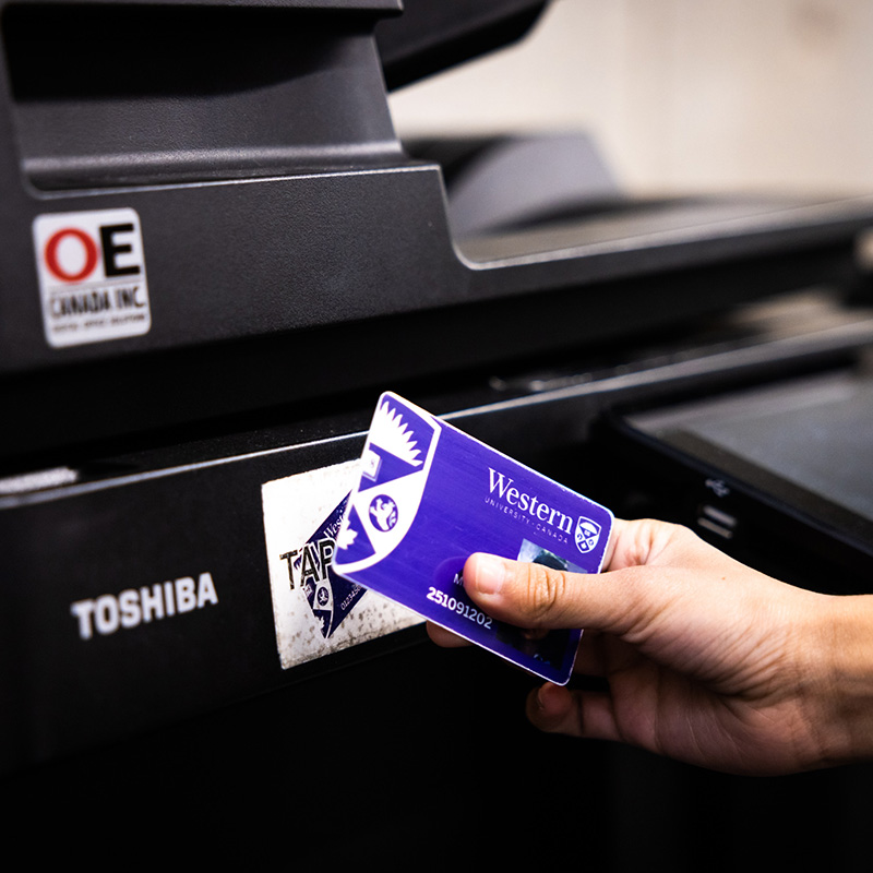 Student using a printer